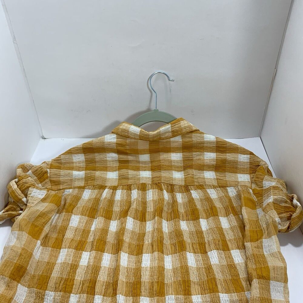 Sundance lorna yellow and whote button top oversized boho blouse size small - Picture 6 of 9